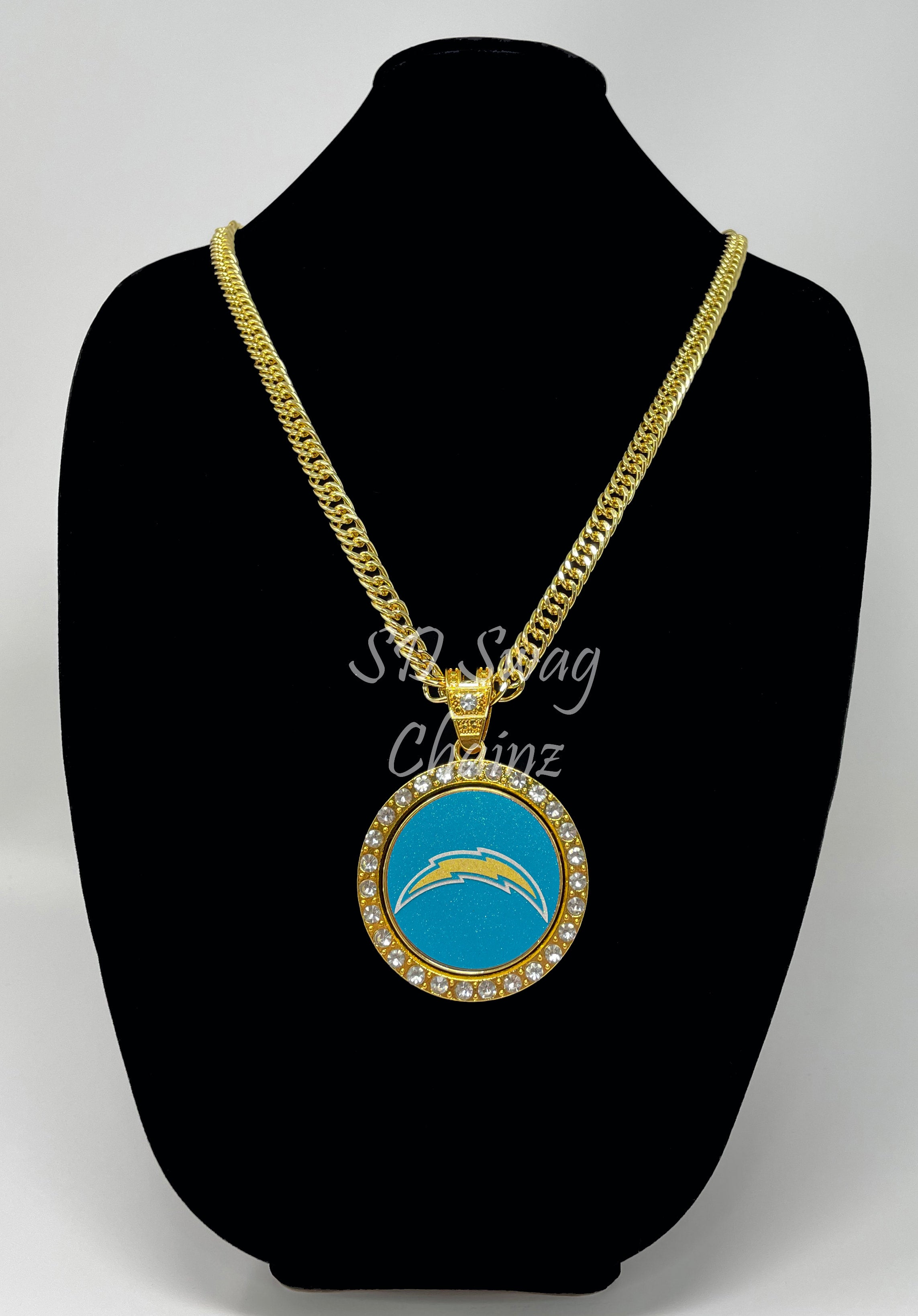 Chargers Swag Spinner Chain Logo Miami Cuban Link Swag Bling 