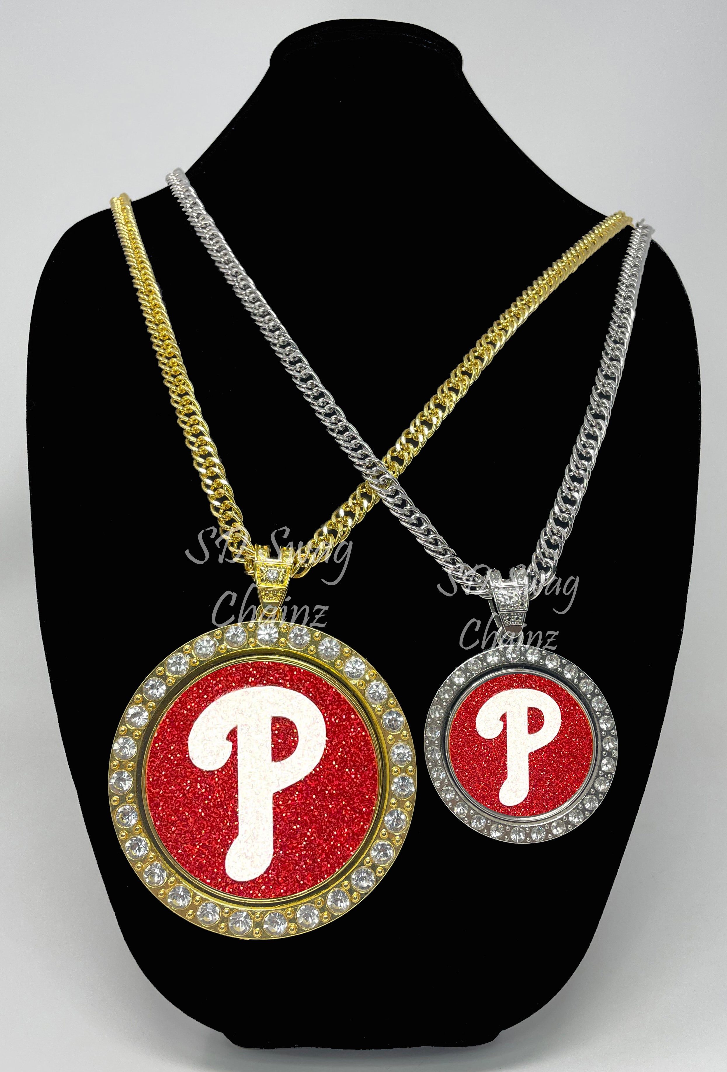 Large Philadelphia Phillies Stainless Steel Chain Link Pendant Necklace D5  | eBay
